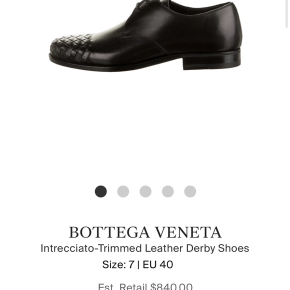 Bottega Veneta Intrecciato-Trimmed Leather Derby Shoes SZ 40 - Picture 6 of 6